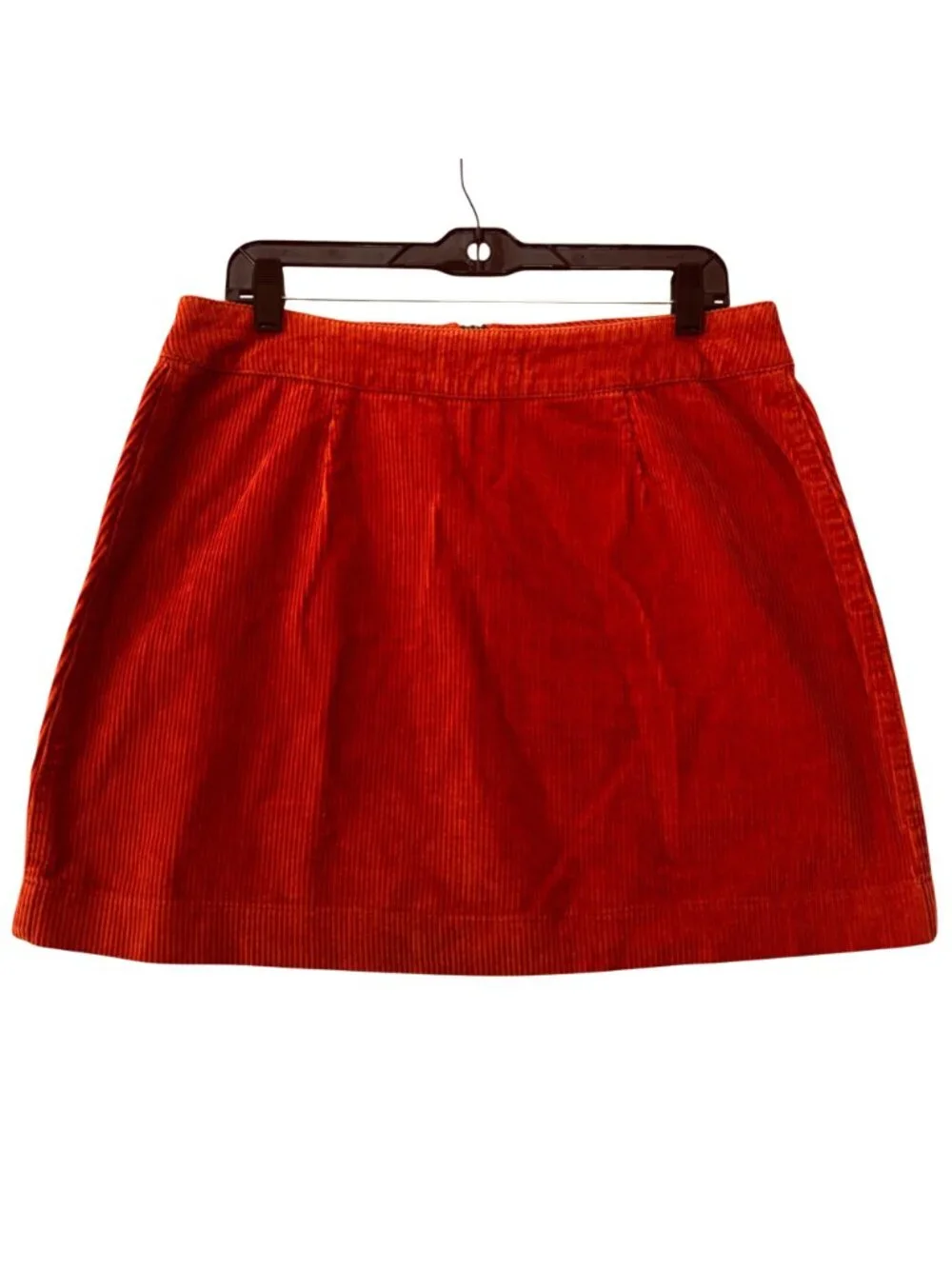 Retro Burnt Orange Corduroy Mini Skirt Size L American Apparel Full Zip Front